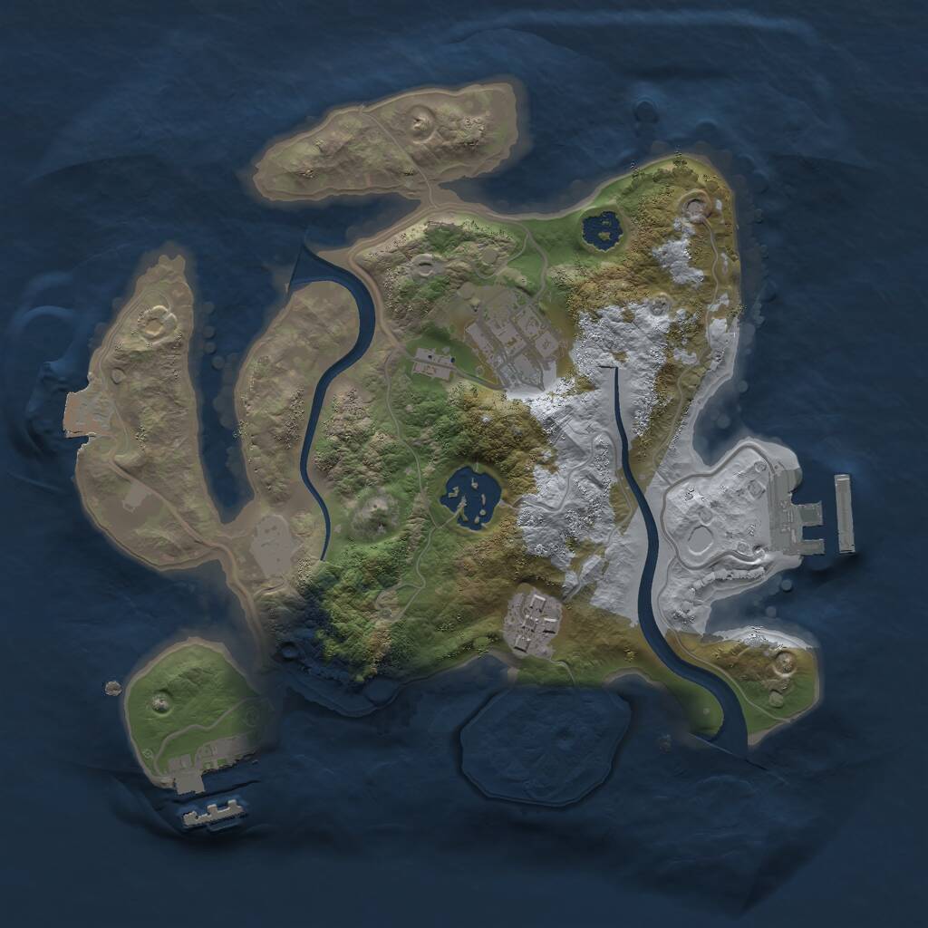 Rust Map: Procedural Map, Size: 2400, Seed: 34567890, 6 Monuments