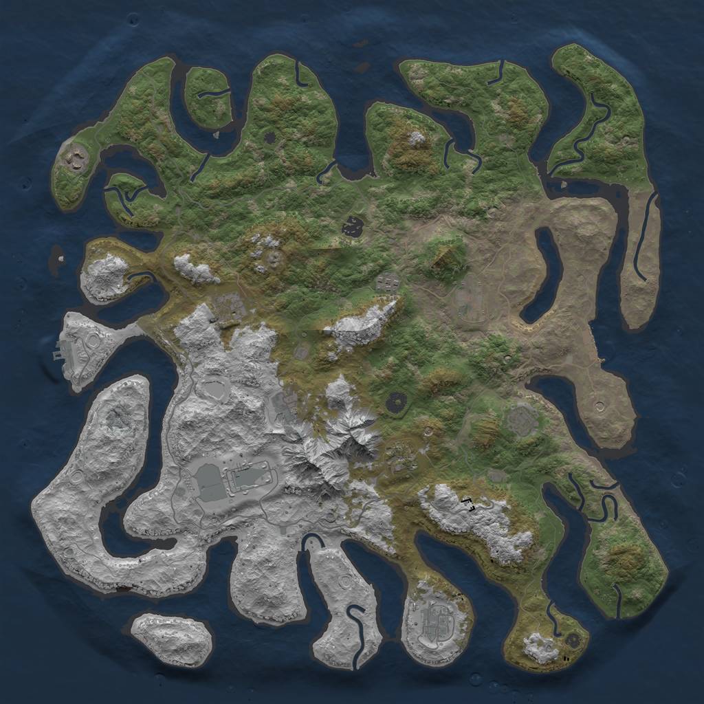 Rust Map: Procedural Map, Size: 5000, Seed: 151316147, 21 Monuments