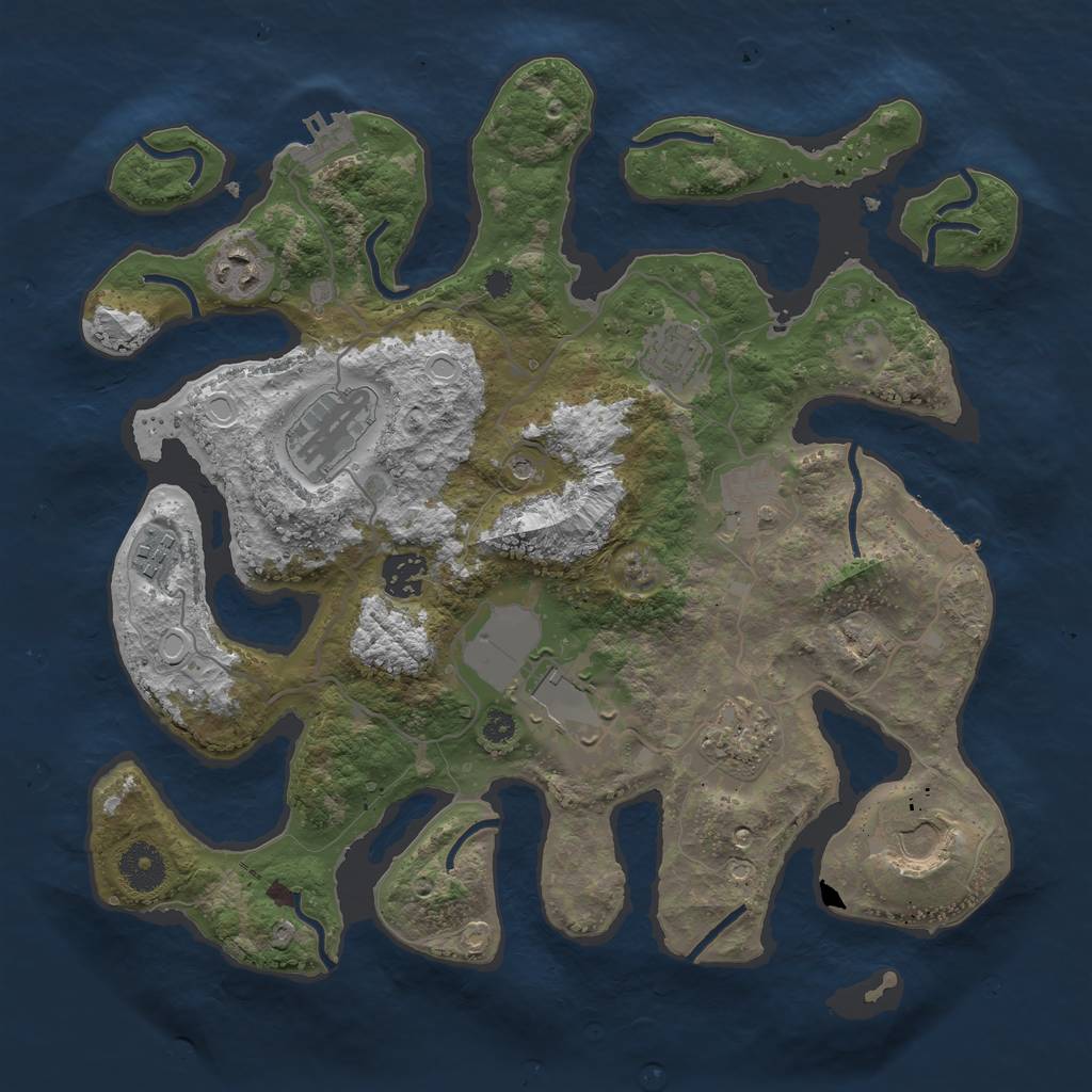 Rust Map: Procedural Map, Size: 3500, Seed: 72285916, 20 Monuments