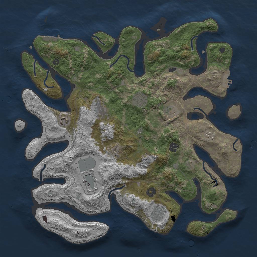 Rust Map: Procedural Map, Size: 4000, Seed: 12891, 20 Monuments