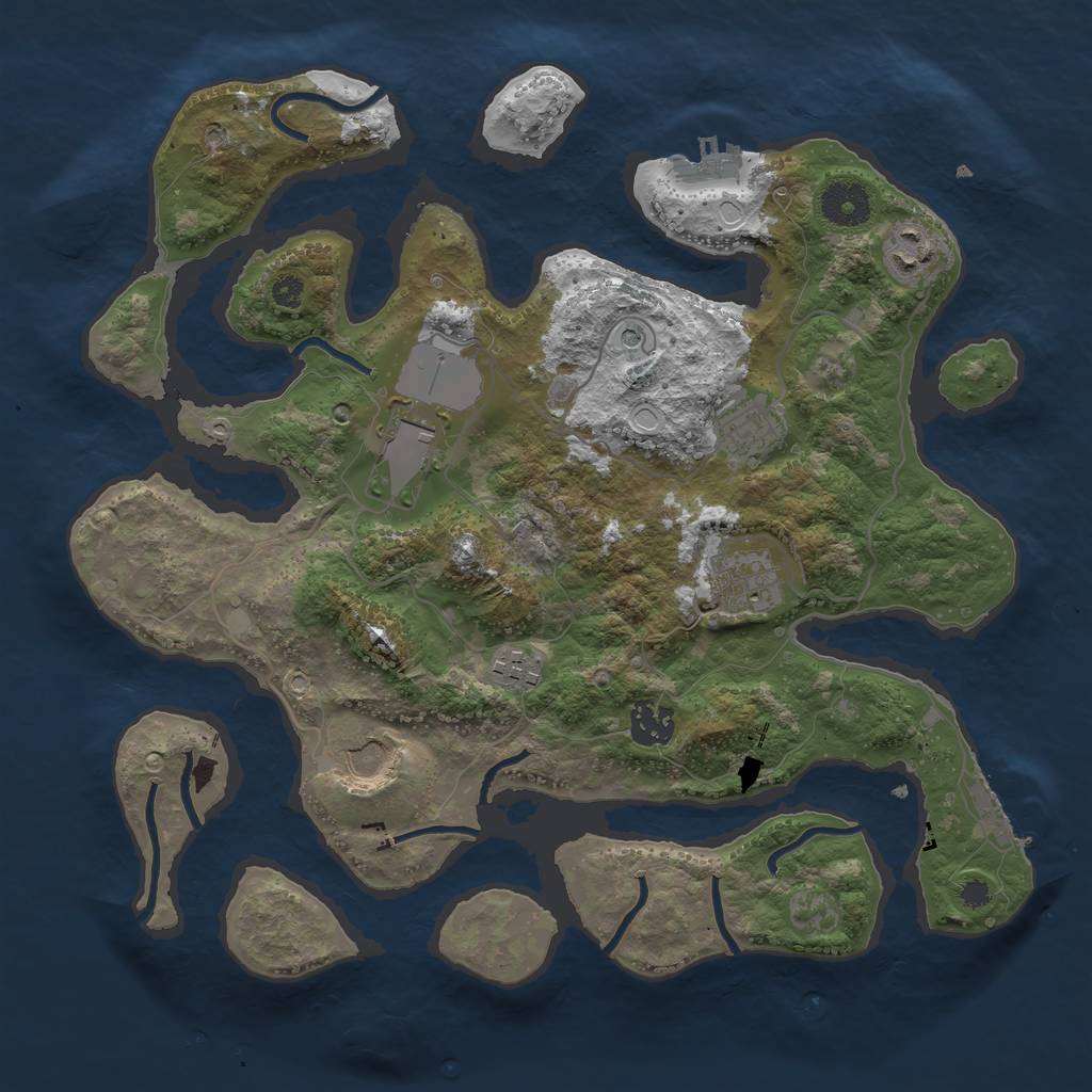 Rust Map: Procedural Map, Size: 3500, Seed: 1026072655, 18 Monuments