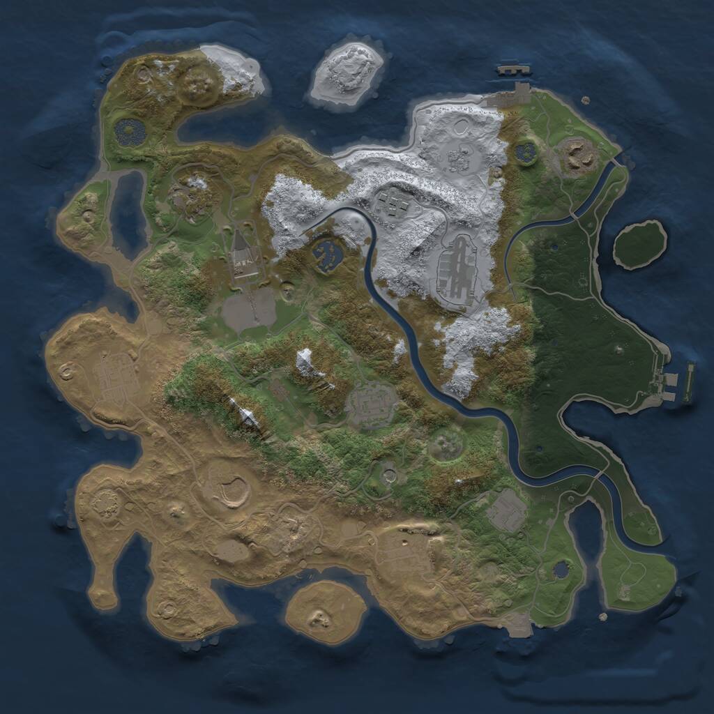 Rust Map: Procedural Map, Size: 3500, Seed: 1026072655, 18 Monuments