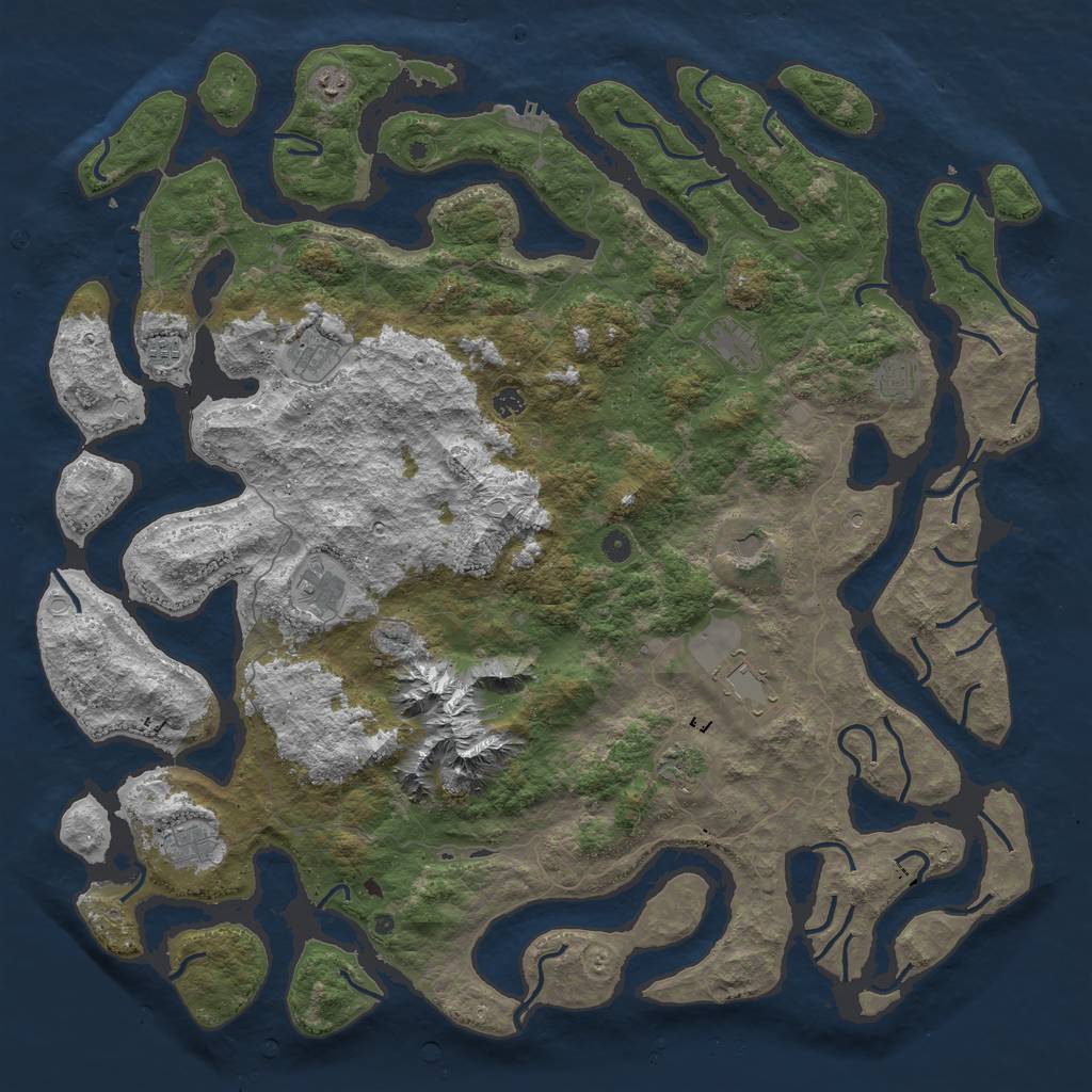 Rust Map: Procedural Map, Size: 5500, Seed: 1793136305, 22 Monuments