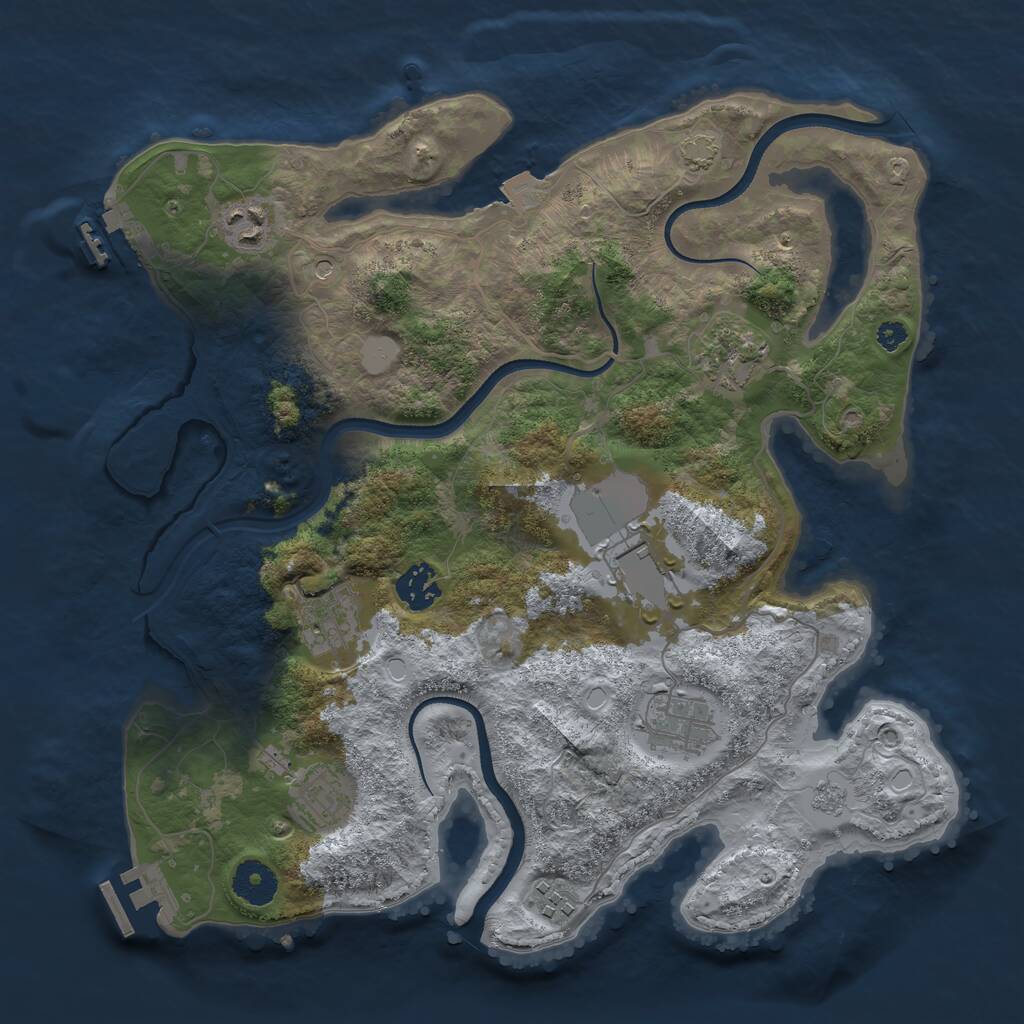 Rust Map: Procedural Map, Size: 3500, Seed: 1832855729, 14 Monuments