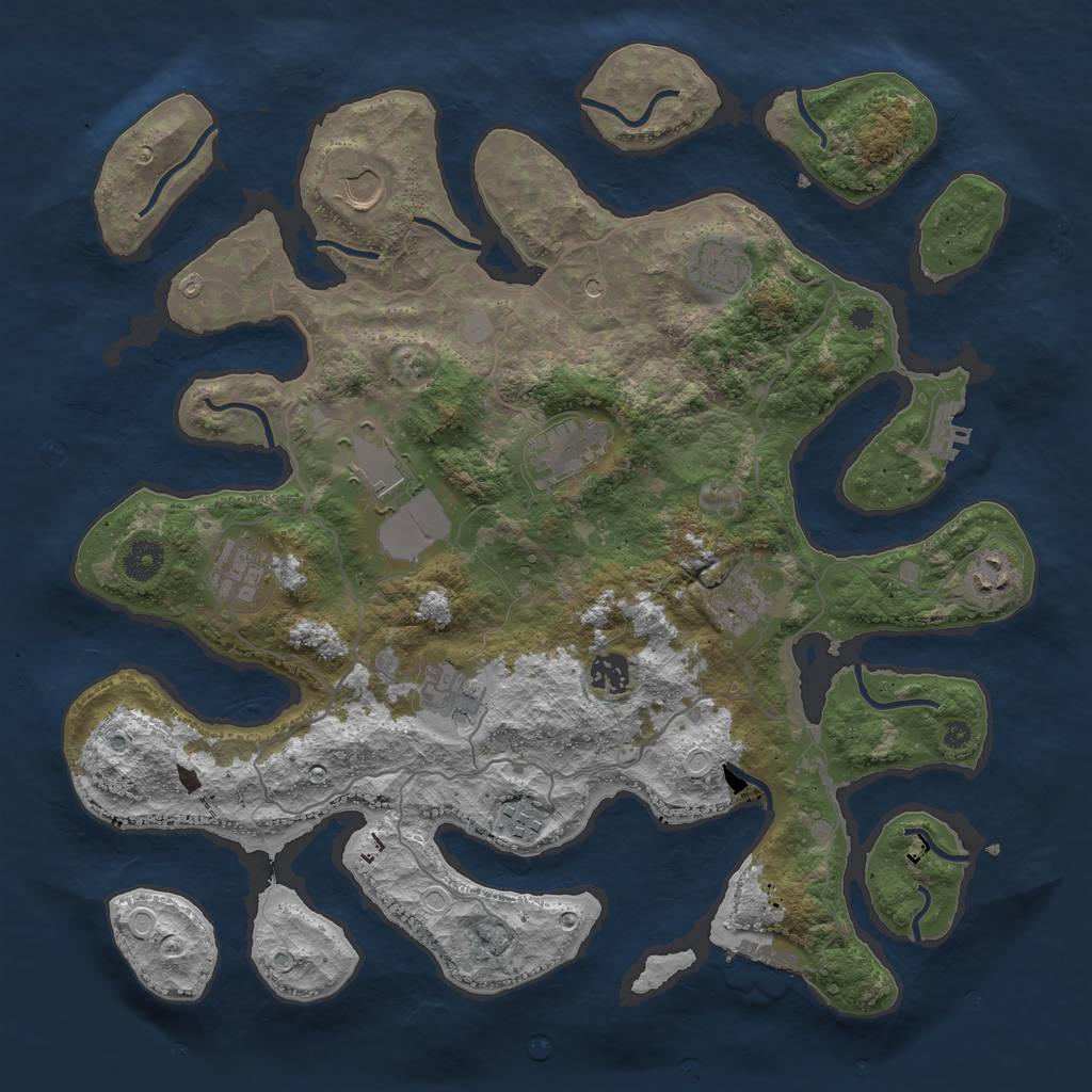 Rust Map: Procedural Map, Size: 4000, Seed: 2020637635, 18 Monuments