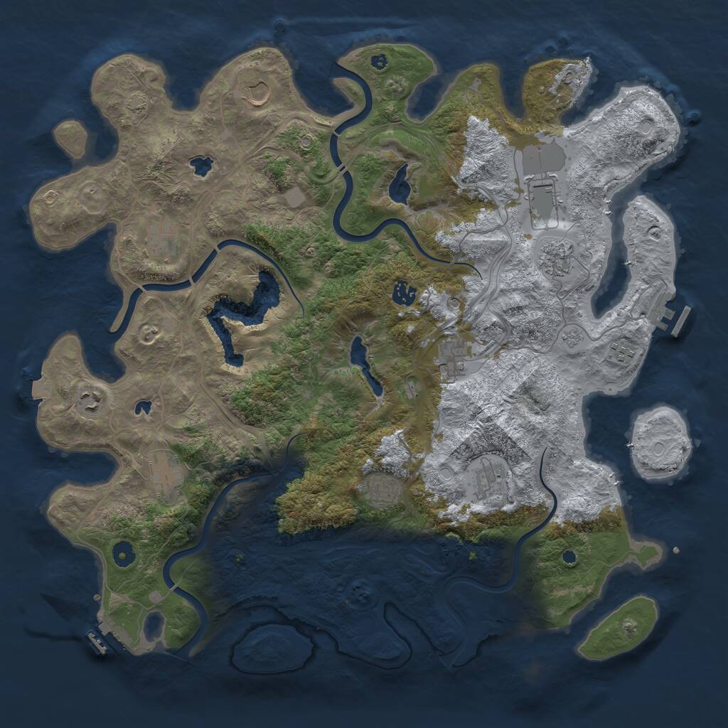 Rust Map: Procedural Map, Size: 4500, Seed: 827441, 17 Monuments