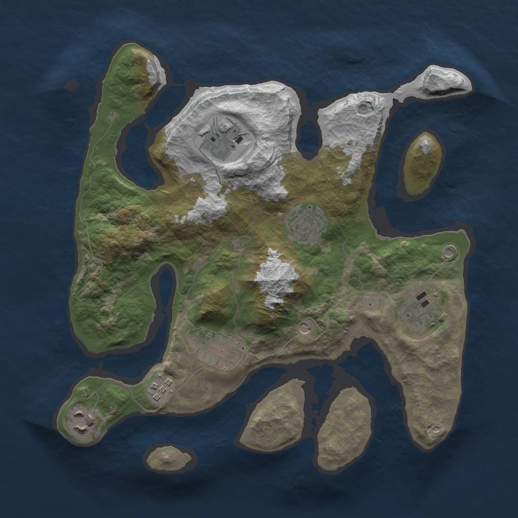 Rust Map: Barren, Size: 3000, Seed: 1208061020, 9 Monuments