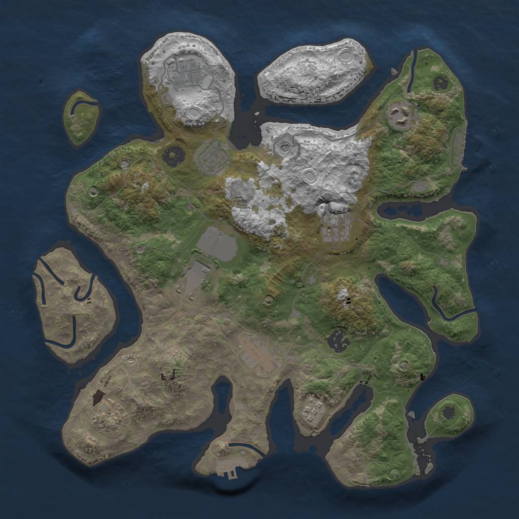 Rust Map: Procedural Map, Size: 3550, Seed: 58350380, 20 Monuments