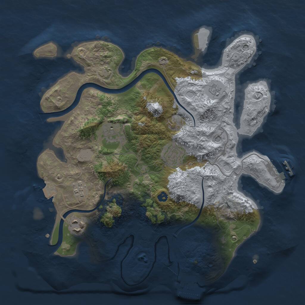 Rust Map: Procedural Map, Size: 3000, Seed: 2099051953, 10 Monuments