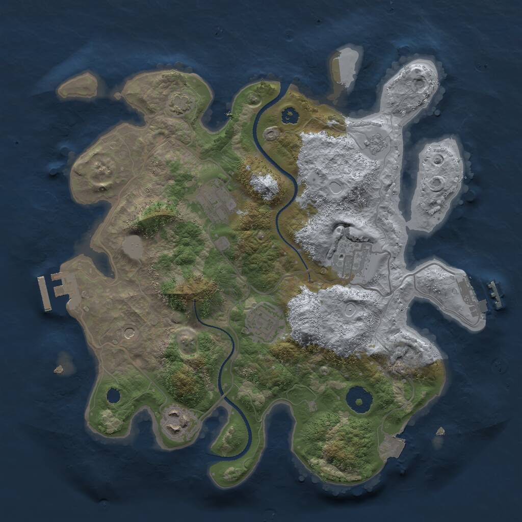 Rust Map: Procedural Map, Size: 3000, Seed: 2099051953, 10 Monuments