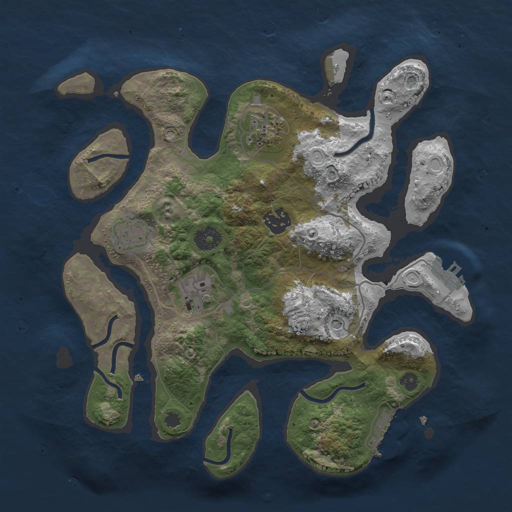 Rust Map: Procedural Map, Size: 3000, Seed: 2099051953, 15 Monuments