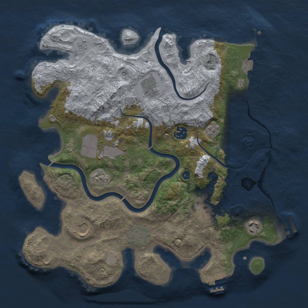 Rust Map: Procedural Map, Size: 3500, Seed: 100004594, 14 Monuments