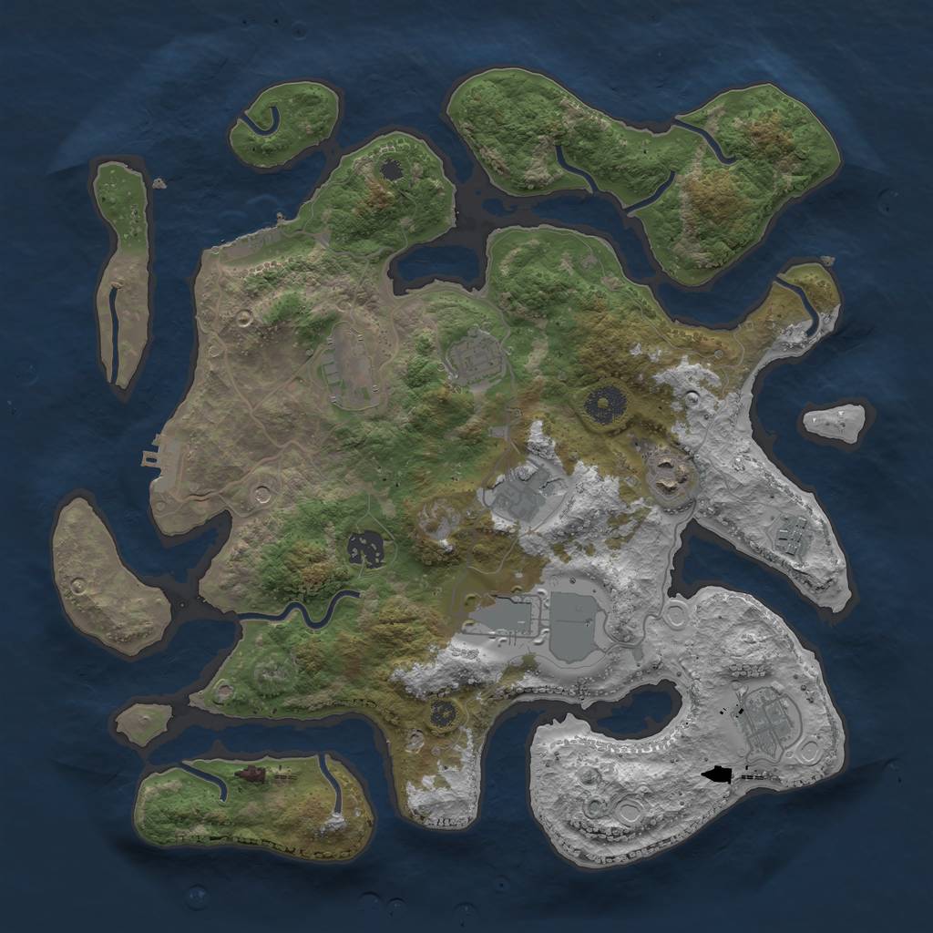 Rust Map: Procedural Map, Size: 3600, Seed: 2089807636, 19 Monuments