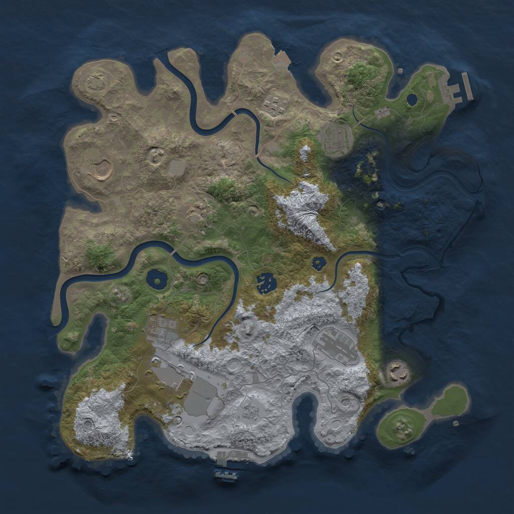 Rust Map: Procedural Map, Size: 3650, Seed: 972595056, 15 Monuments