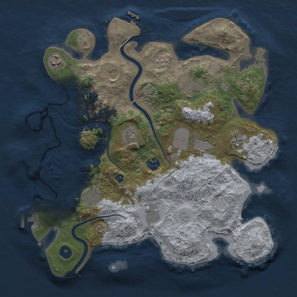 Rust Map: Procedural Map, Size: 3600, Seed: 1881476088, 16 Monuments