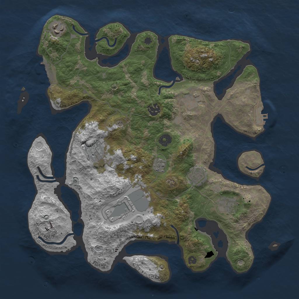 Rust Map: Procedural Map, Size: 3600, Seed: 1568711357, 19 Monuments