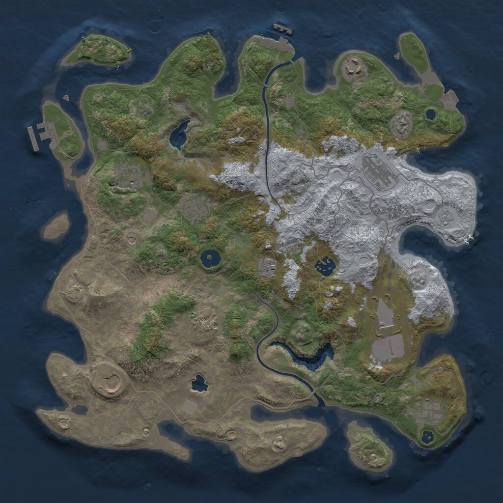 Rust Map: Procedural Map, Size: 4000, Seed: 17171717, 16 Monuments