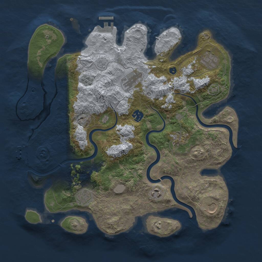 Rust Map: Procedural Map, Size: 3600, Seed: 681876841, 14 Monuments