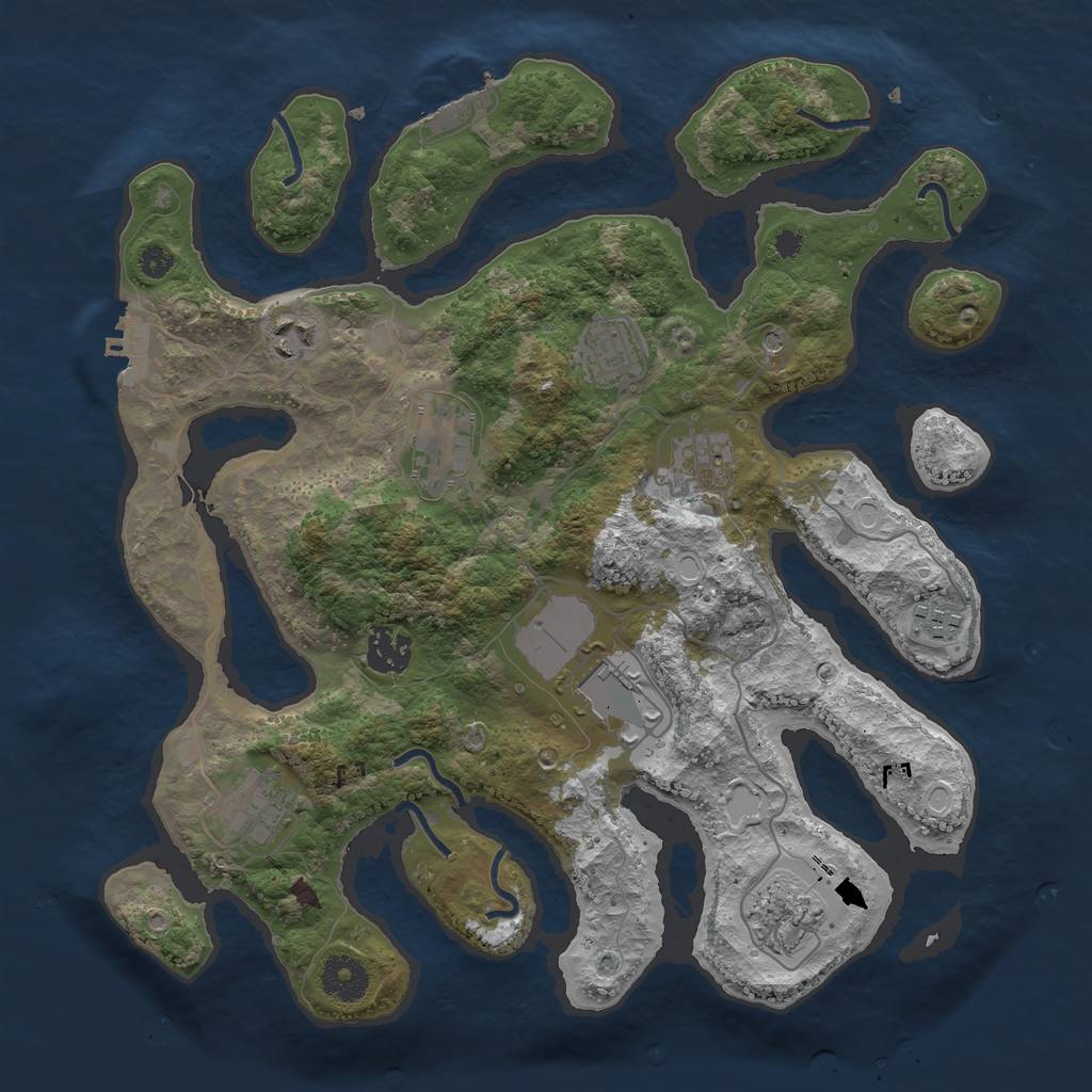 Rust Map: Procedural Map, Size: 3500, Seed: 1745783433, 20 Monuments