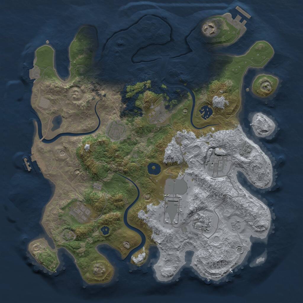 Rust Map: Procedural Map, Size: 3500, Seed: 1745783433, 15 Monuments