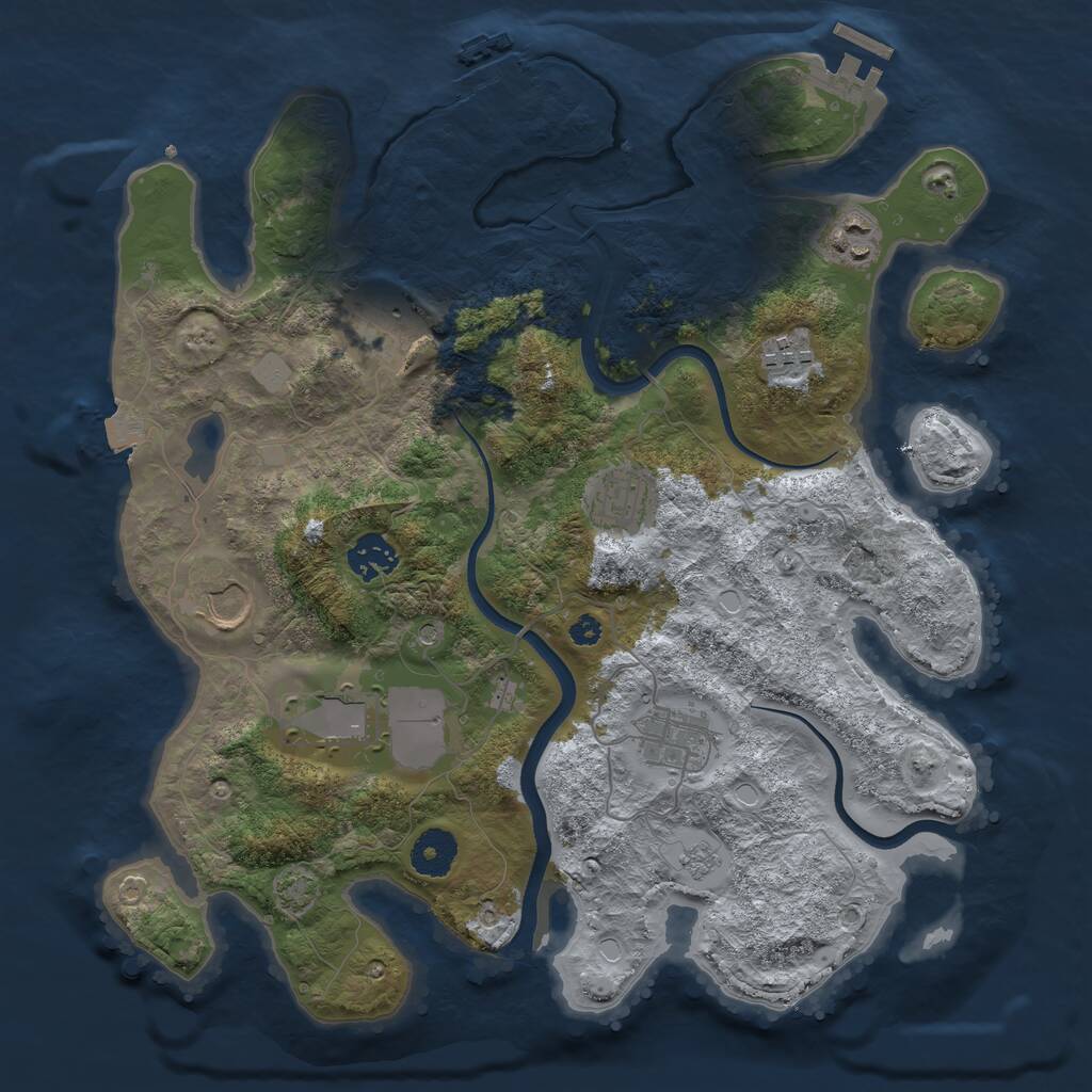 Rust Map: Procedural Map, Size: 3500, Seed: 1745783433, 14 Monuments