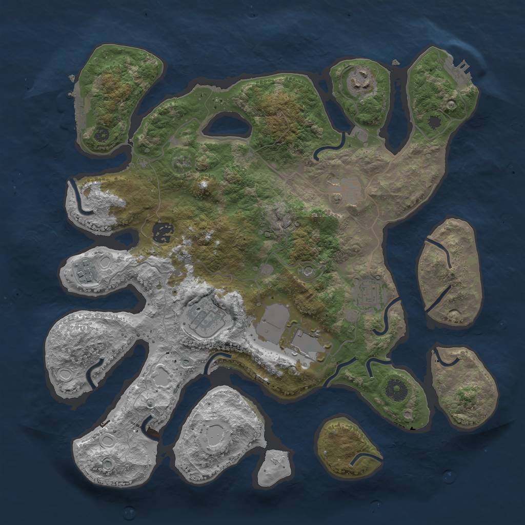 Rust Map: Procedural Map, Size: 3600, Seed: 37536469, 18 Monuments