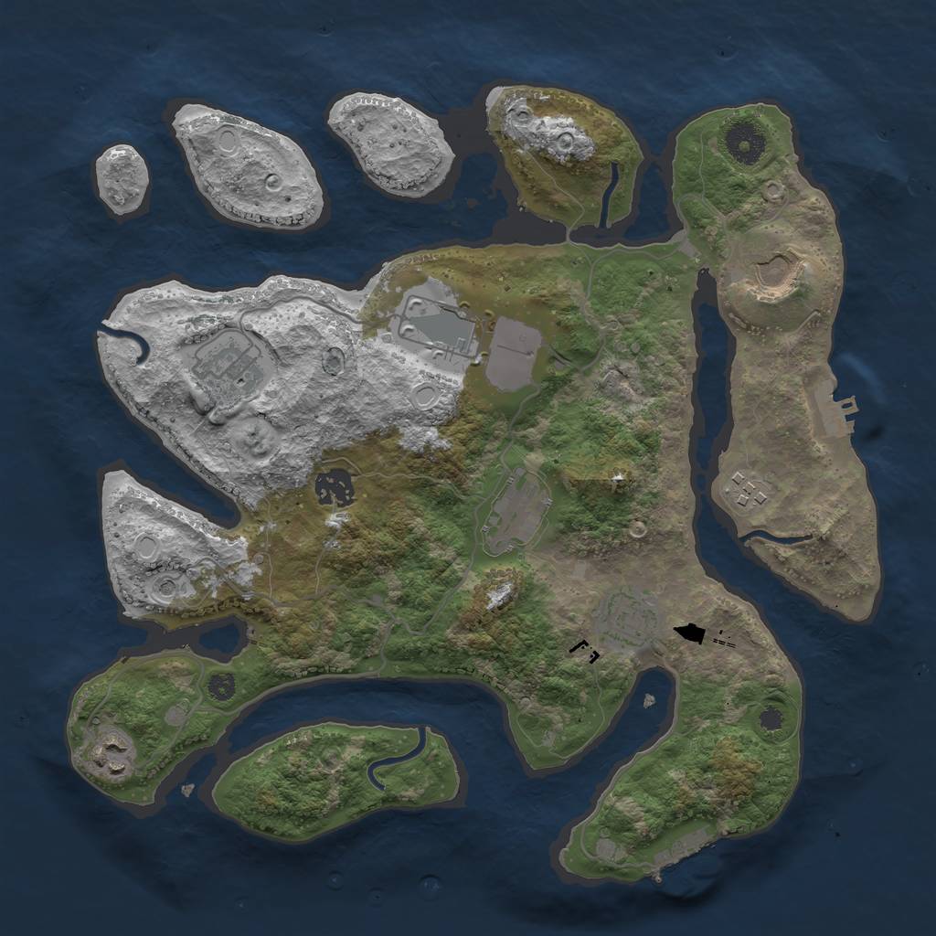 Rust Map: Procedural Map, Size: 3500, Seed: 2828, 19 Monuments