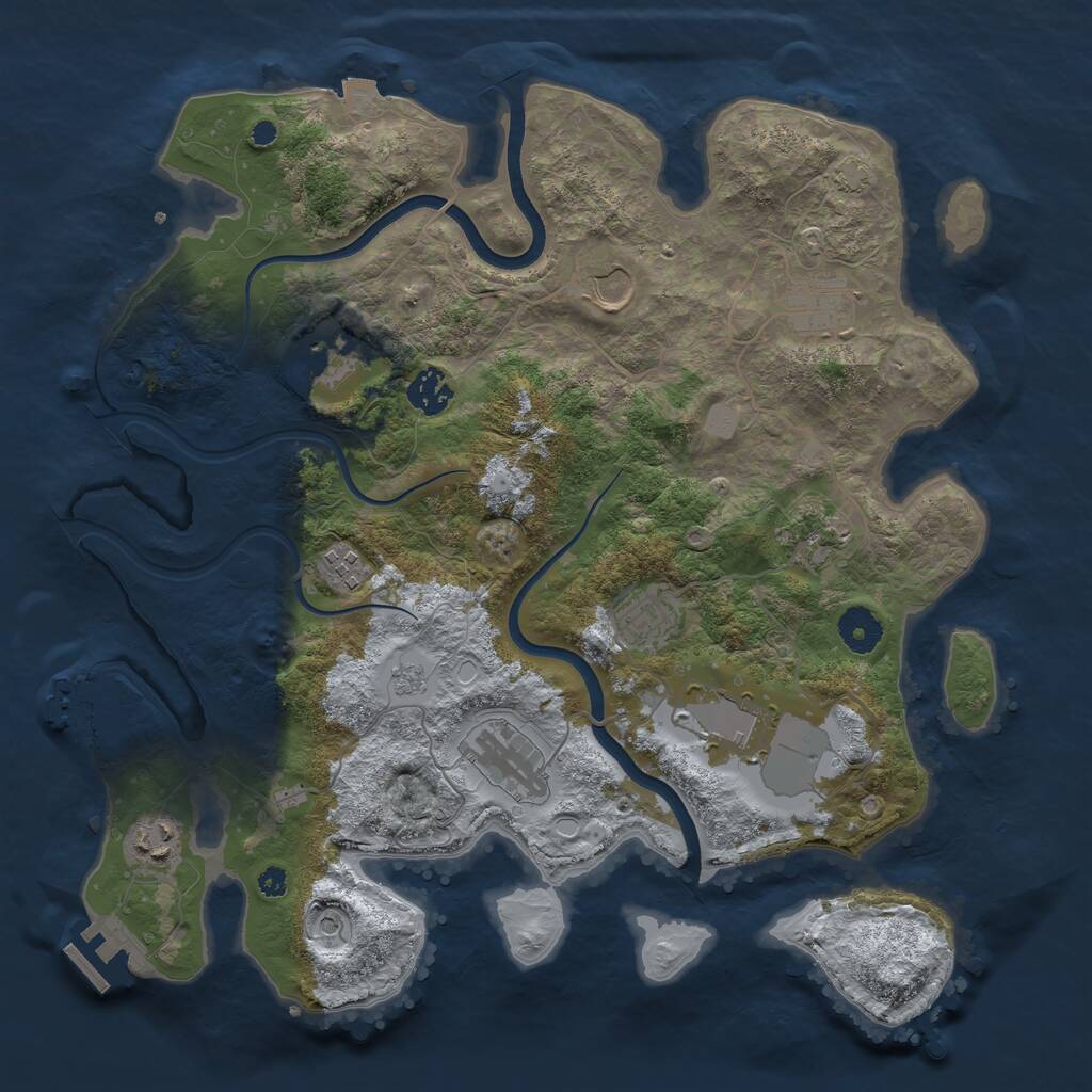 Rust Map: Procedural Map, Size: 3700, Seed: 868885375, 16 Monuments