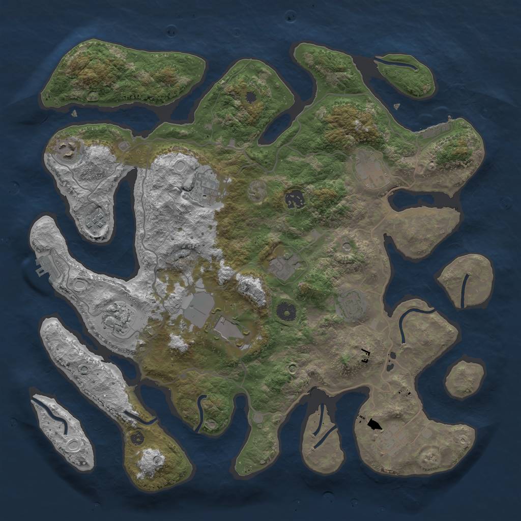 Rust Map: Procedural Map, Size: 4000, Seed: 1440514193, 21 Monuments