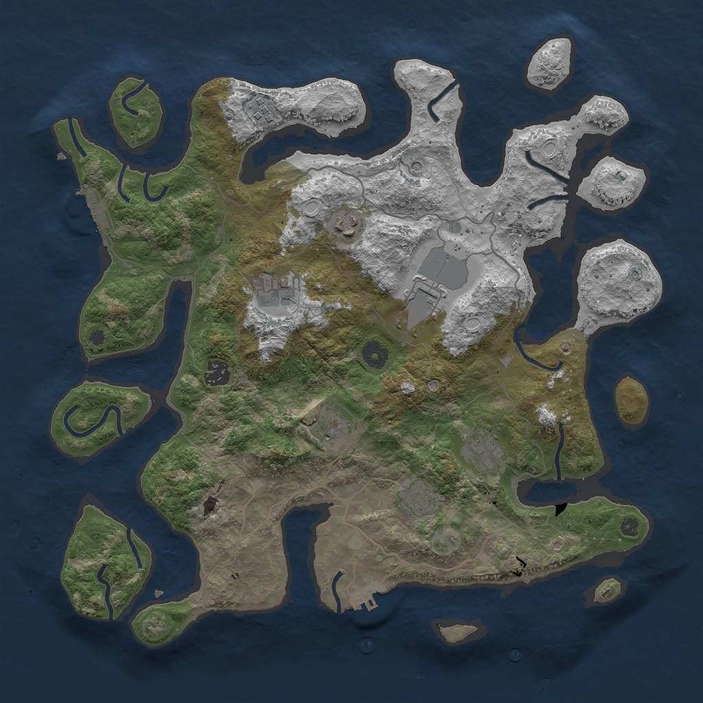 Rust Map: Procedural Map, Size: 4000, Seed: 708202101, 19 Monuments