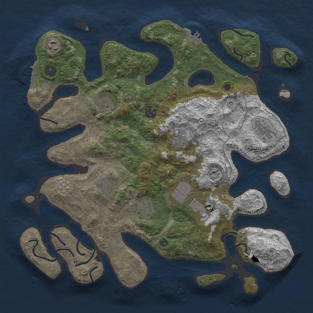 Rust Map: Procedural Map, Size: 4000, Seed: 548211293, 20 Monuments