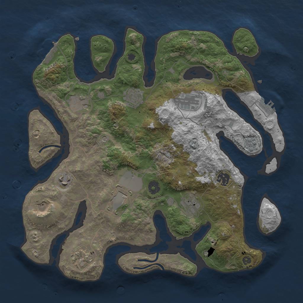 Rust Map: Procedural Map, Size: 3550, Seed: 1656801559, 21 Monuments