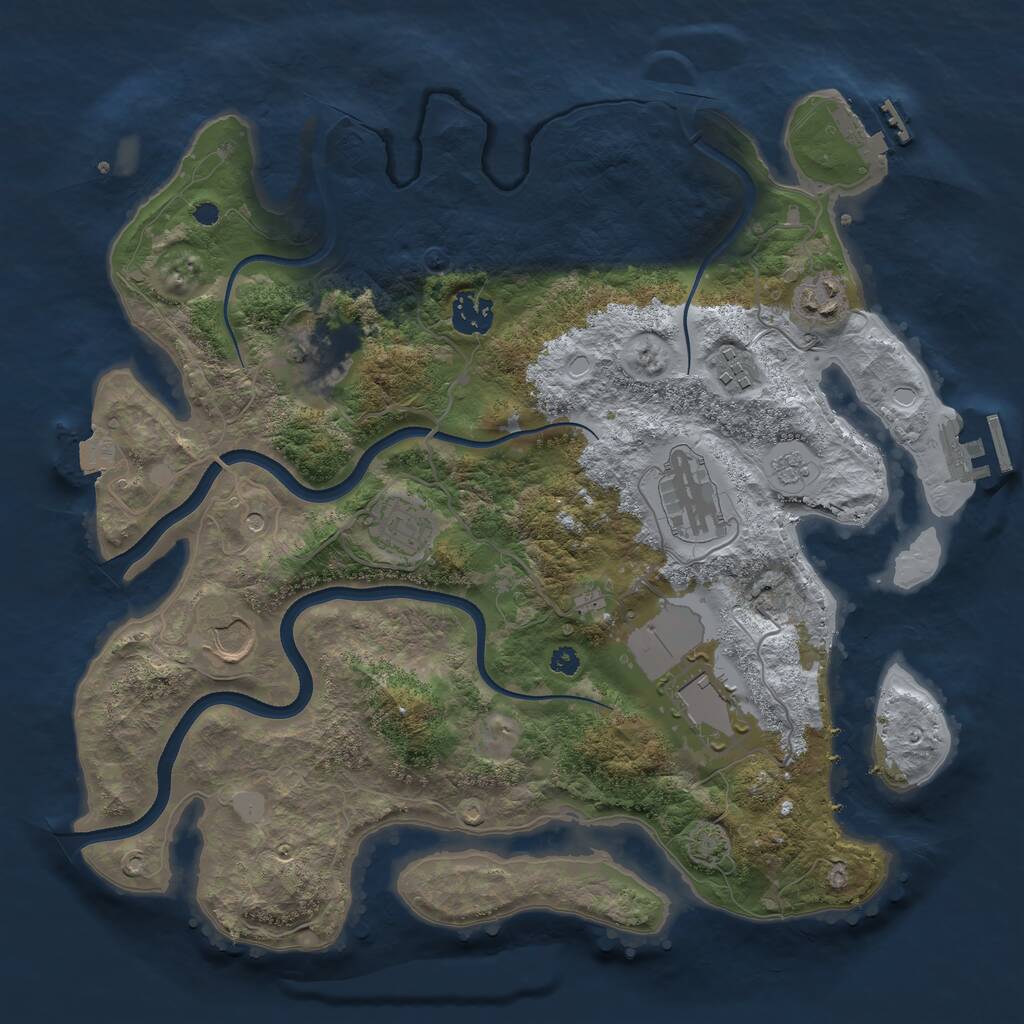 Rust Map: Procedural Map, Size: 3550, Seed: 1656801559, 14 Monuments