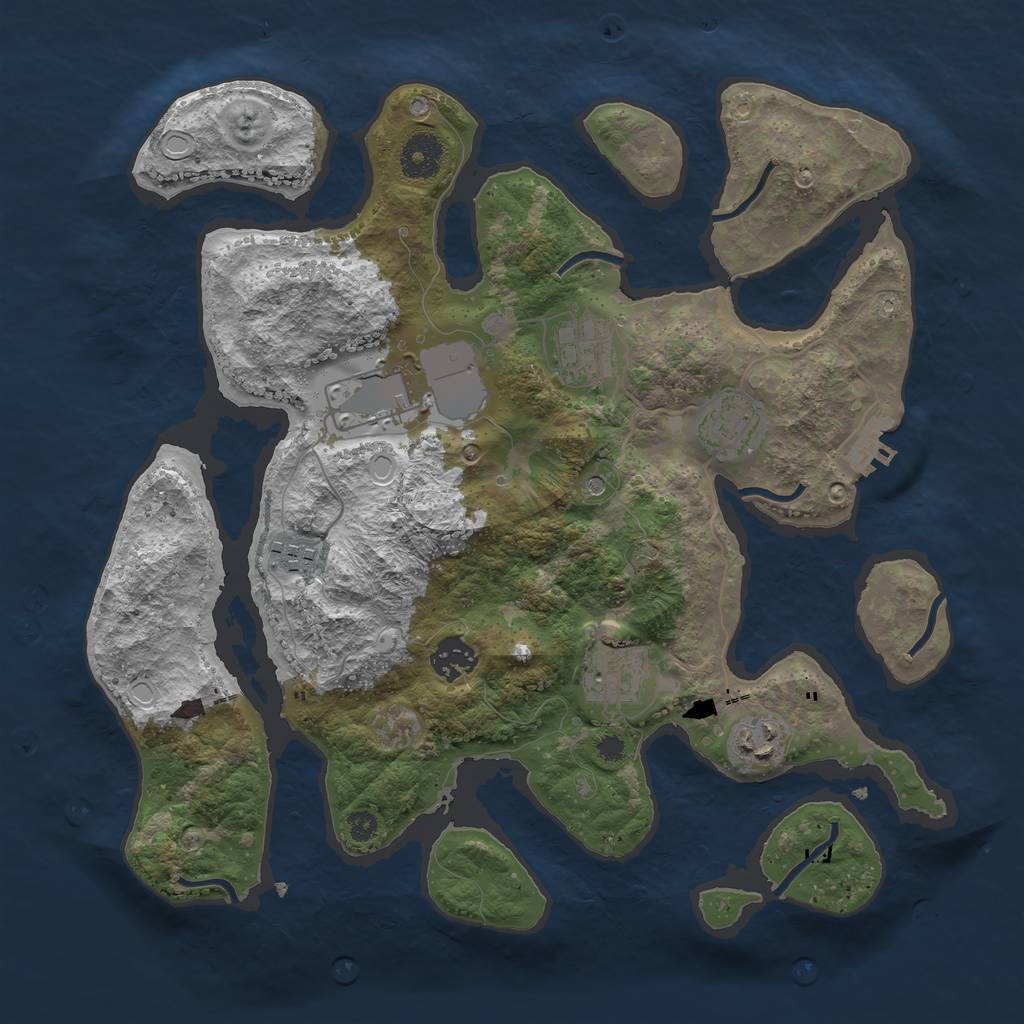 Rust Map: Procedural Map, Size: 3500, Seed: 2815, 17 Monuments