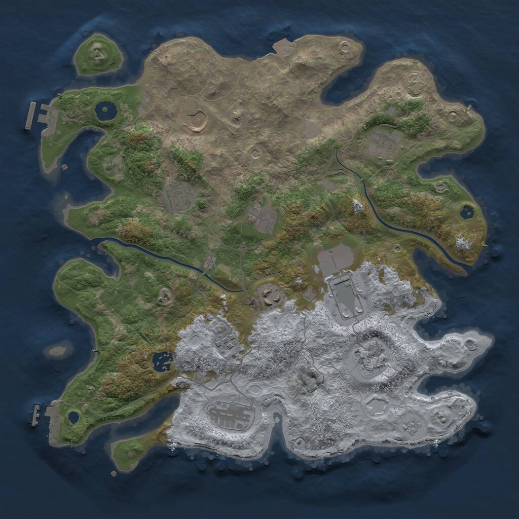 Rust Map: Procedural Map, Size: 3750, Seed: 263970449, 16 Monuments