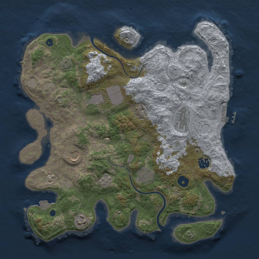 Rust Map: Procedural Map, Size: 3500, Seed: 282575770, 11 Monuments