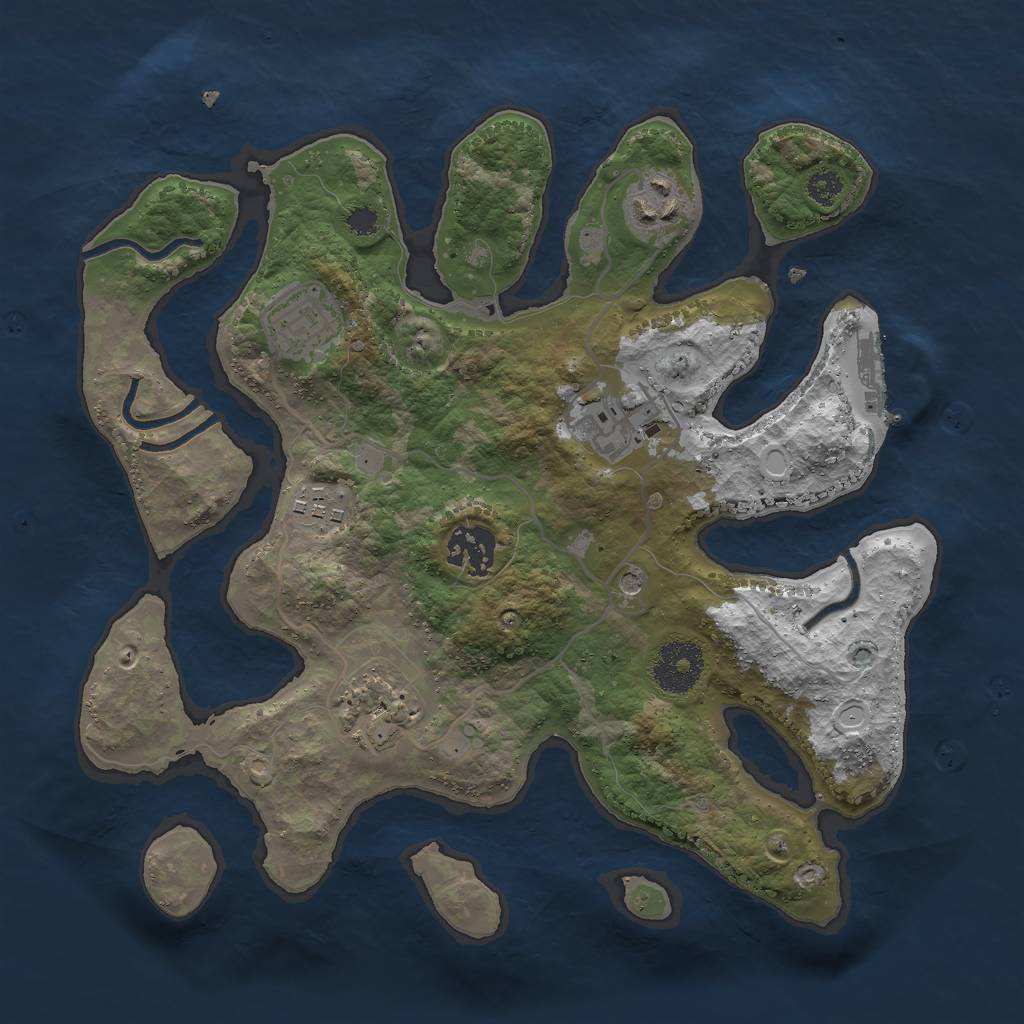 Rust Map: Procedural Map, Size: 3000, Seed: 646149752, 16 Monuments