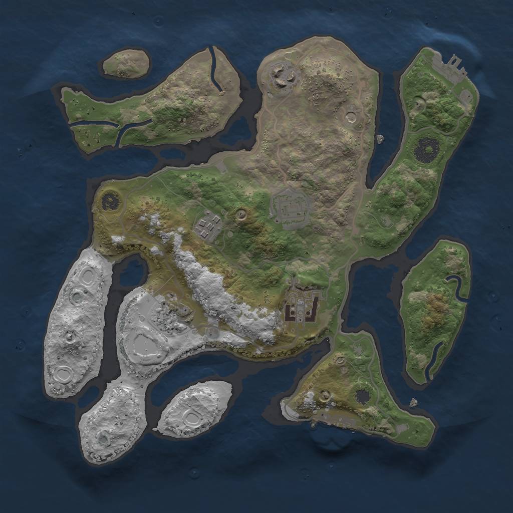 Rust Map: Procedural Map, Size: 3000, Seed: 119089769, 16 Monuments