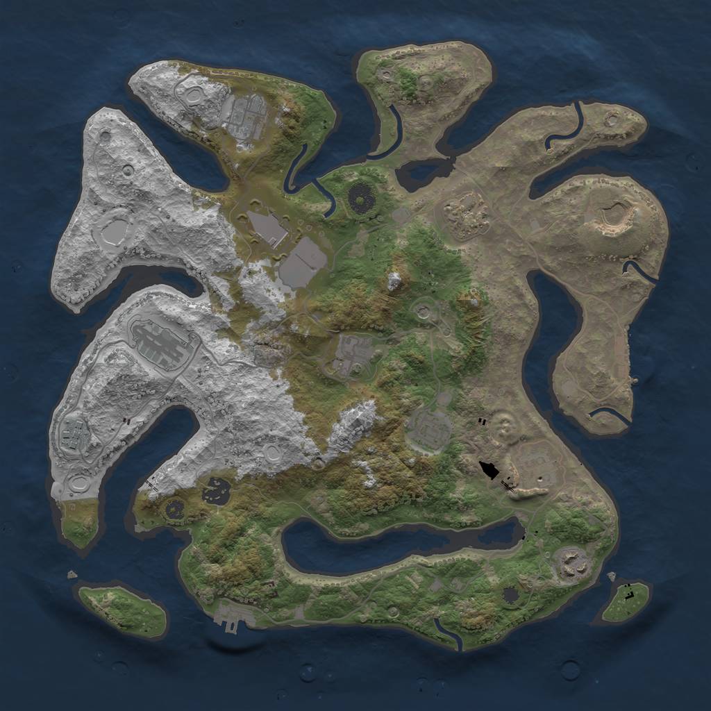 Rust Map: Procedural Map, Size: 3750, Seed: 1096193441, 22 Monuments