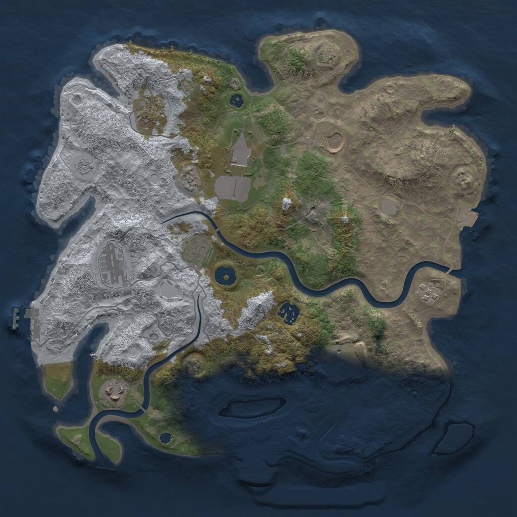 Rust Map: Procedural Map, Size: 3750, Seed: 1096193441, 15 Monuments