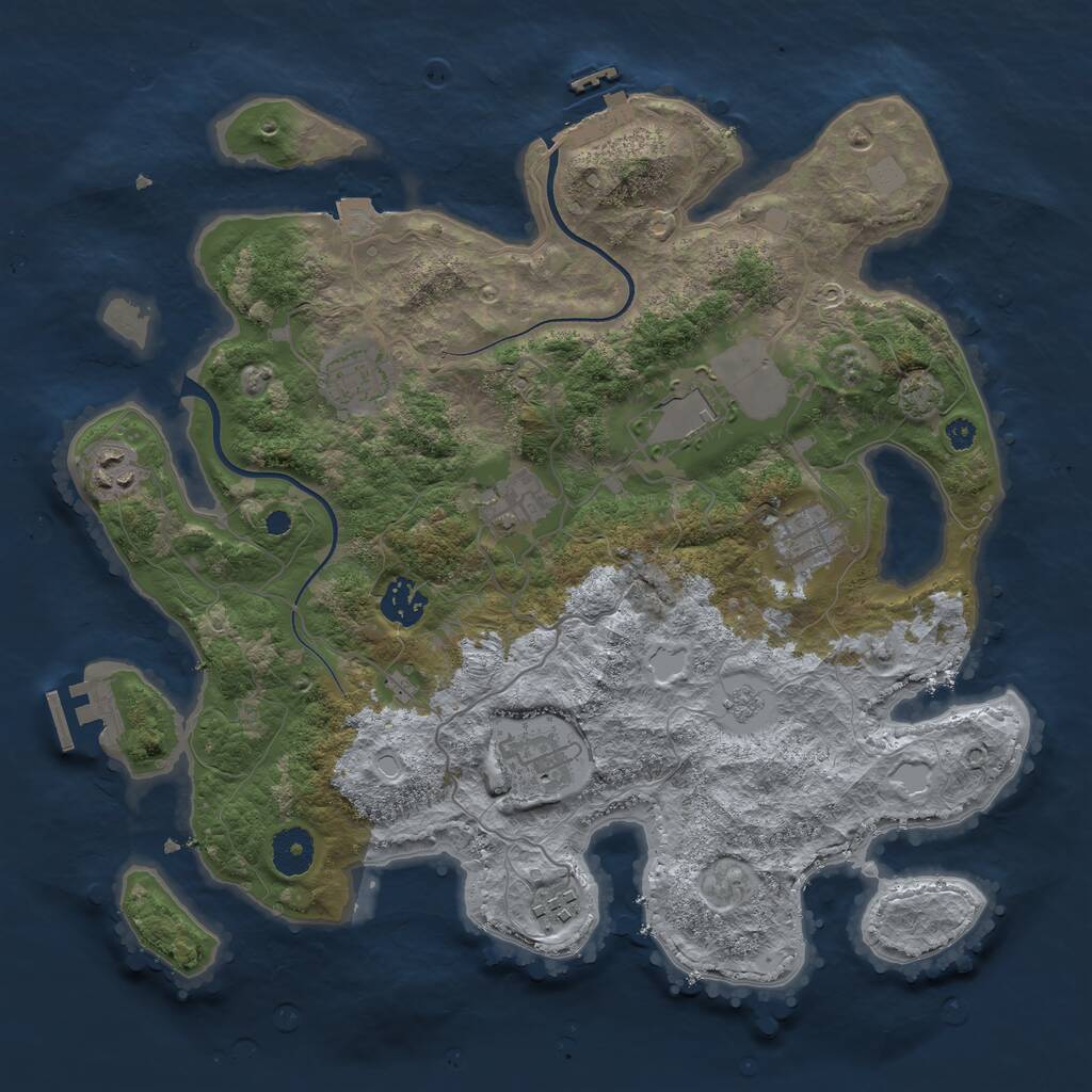 Rust Map: Procedural Map, Size: 3600, Seed: 915876913, 13 Monuments