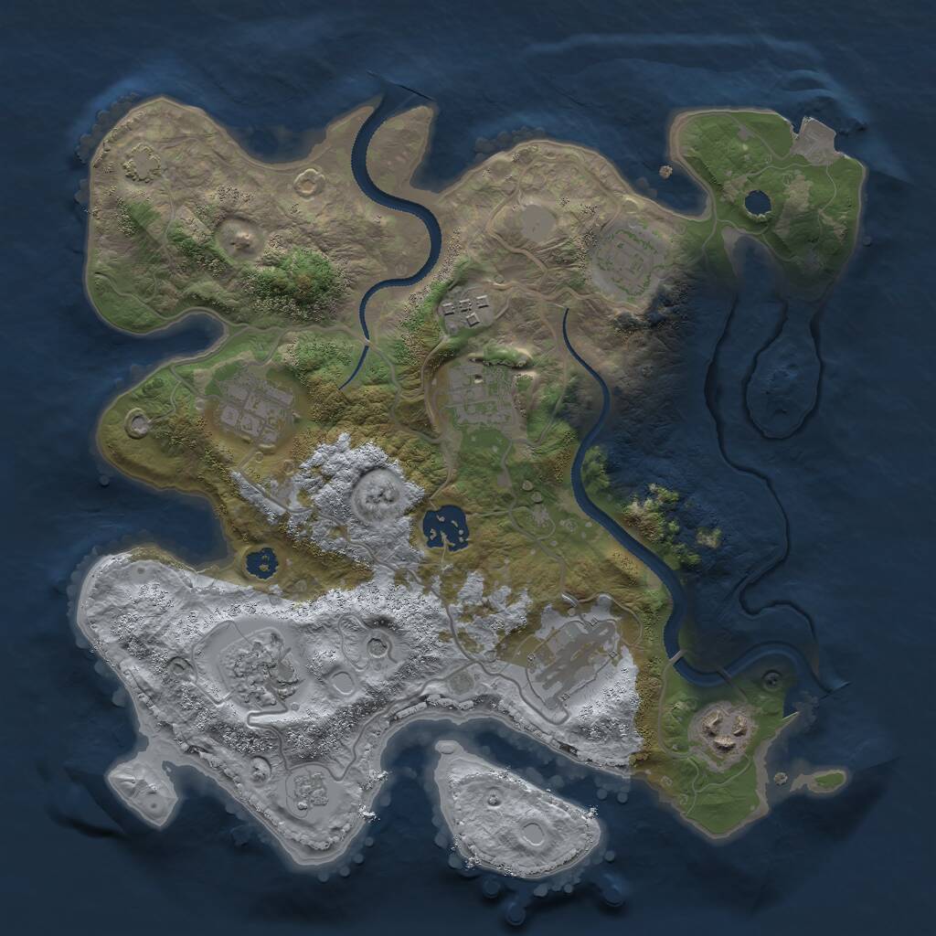 Rust Map: Procedural Map, Size: 3000, Seed: 201858883, 12 Monuments