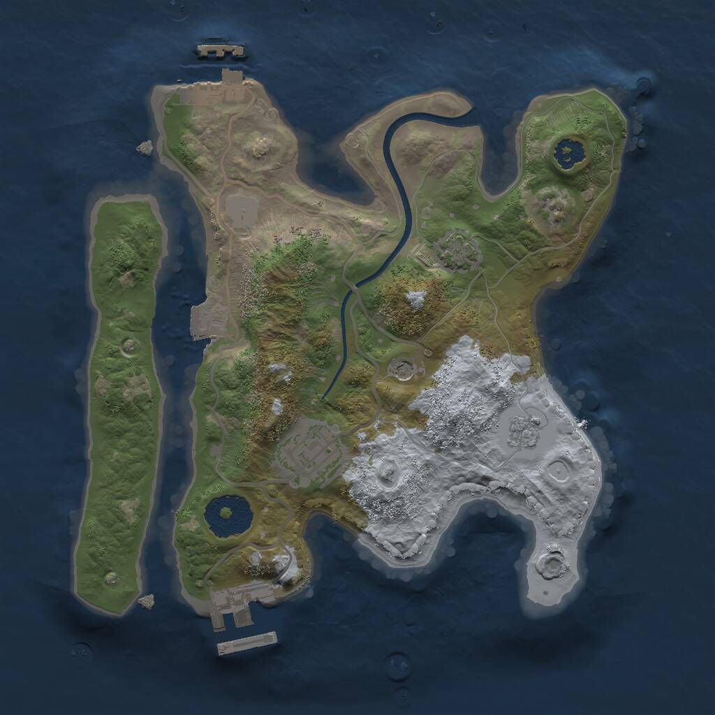 Rust Map: Procedural Map, Size: 2400, Seed: 1305719402, 7 Monuments