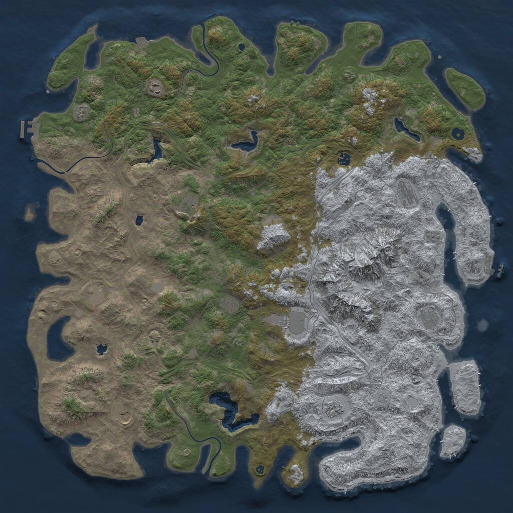 Rust Map: Procedural Map, Size: 6000, Seed: 5267, 17 Monuments