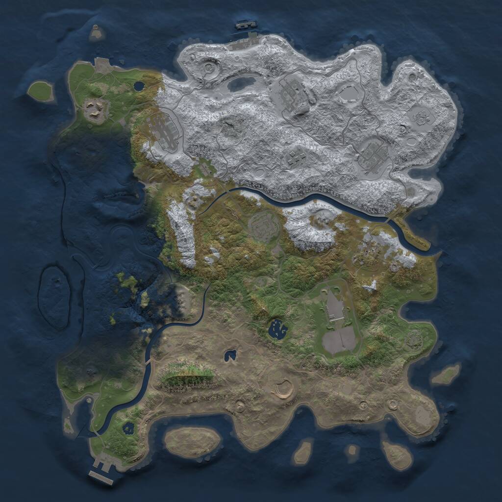 Rust Map: Procedural Map, Size: 4000, Seed: 166414656, 16 Monuments