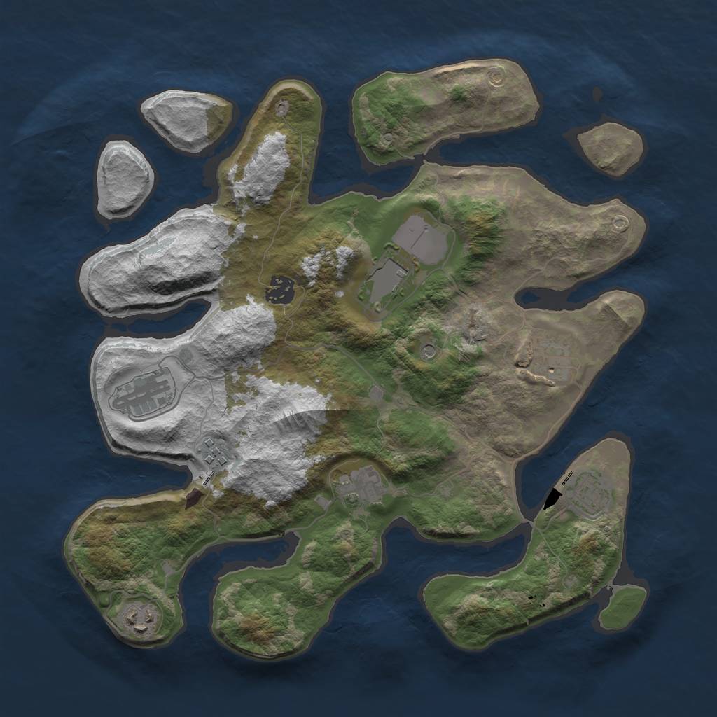 Rust Map: Barren, Size: 3600, Seed: 188075, 11 Monuments