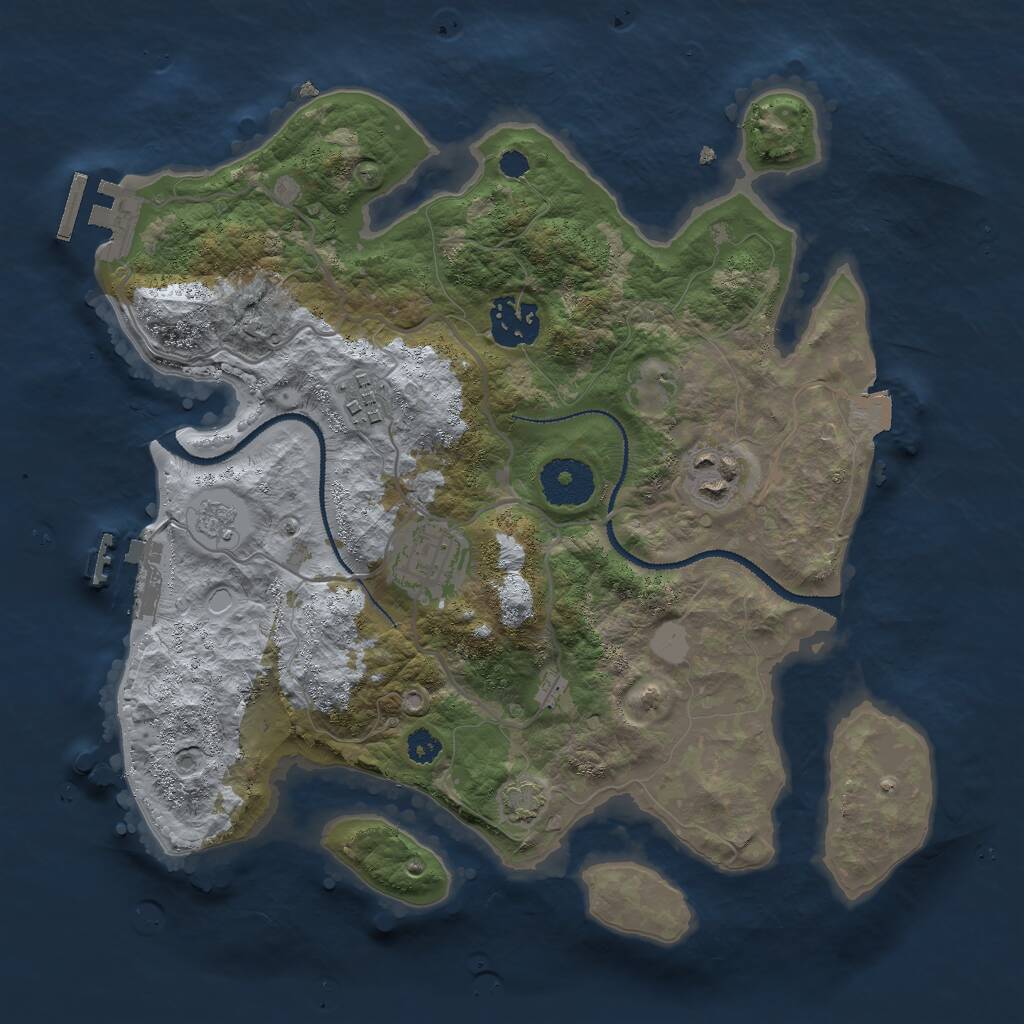 Rust Map: Procedural Map, Size: 3000, Seed: 573698, 9 Monuments