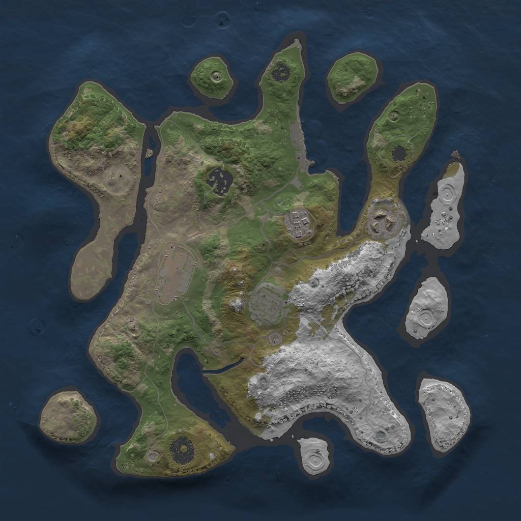 Rust Map: Procedural Map, Size: 3000, Seed: 1953051953, 14 Monuments