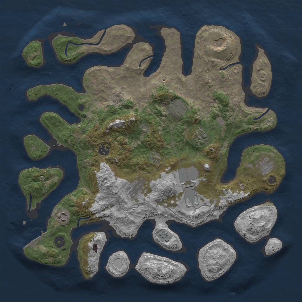 Rust Map: Procedural Map, Size: 4000, Seed: 1934039886, 19 Monuments