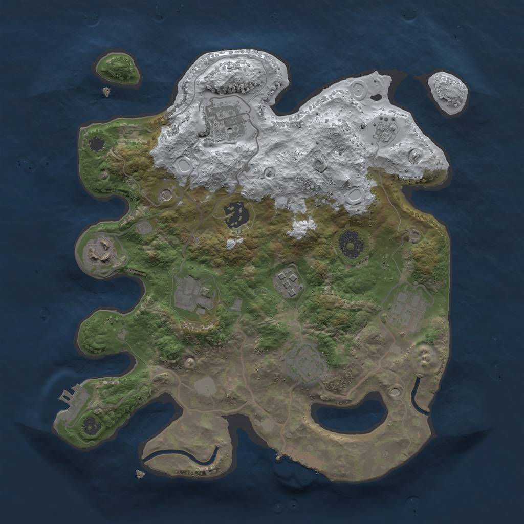 Rust Map: Procedural Map, Size: 3000, Seed: 381044, 16 Monuments